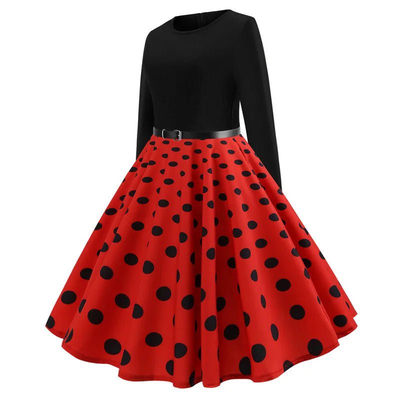 Vintage Black Polka Dot and Red Skirt Dress - Cute Little Wish