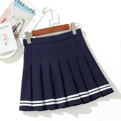 Women's High Waist Striped Pleated Mini Skirt - Cute Little Wish