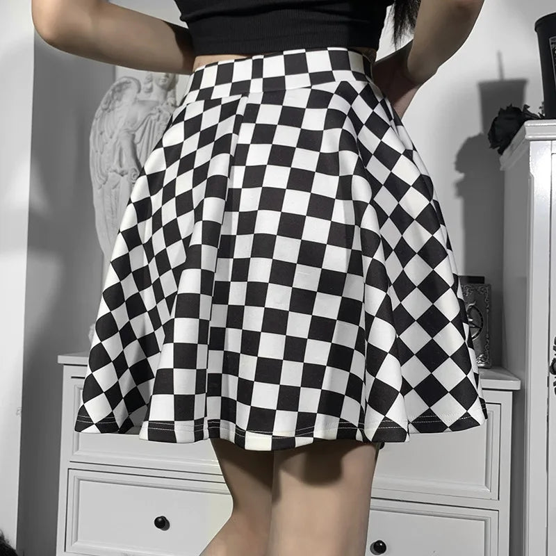 Y2K Aesthetic Checkered High Waist Skirt - Cute Little Wish