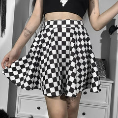 Y2K Aesthetic Checkered High Waist Skirt - Cute Little Wish