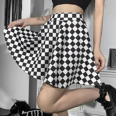 Y2K Aesthetic Checkered High Waist Skirt - Cute Little Wish