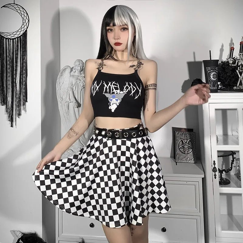 Y2K Aesthetic Checkered High Waist Skirt - Cute Little Wish