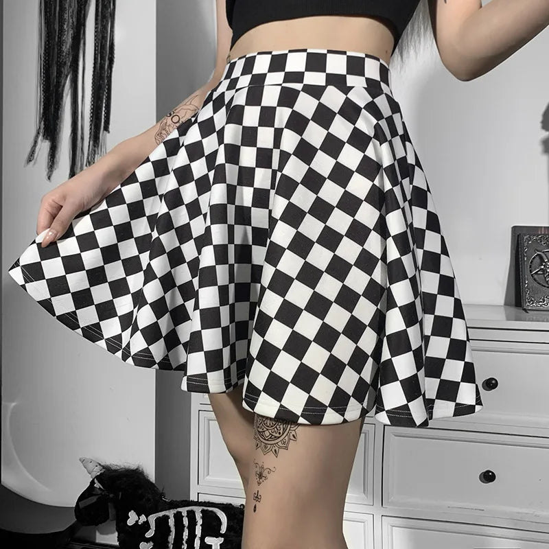 Y2K Aesthetic Checkered High Waist Skirt - Cute Little Wish