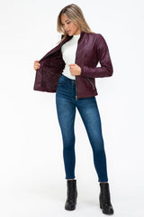 YMI Faux Layered Double - Zipper Jacket with Fuzzy Hood