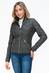 YMI Faux Layered Double - Zipper Jacket with Fuzzy Hood