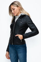 YMI Faux Layered Double - Zipper Jacket with Fuzzy Hood