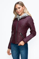 YMI Faux Layered Double - Zipper Jacket with Fuzzy Hood