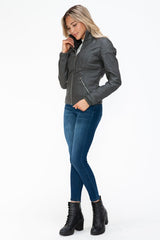 YMI Faux Layered Double - Zipper Jacket with Fuzzy Hood