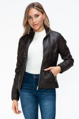 YMI Faux Layered Double - Zipper Jacket with Fuzzy Hood