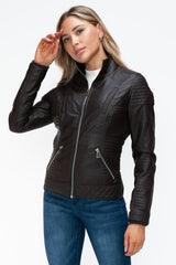 YMI Faux Layered Double - Zipper Jacket with Fuzzy Hood