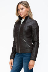 YMI Faux Layered Double - Zipper Jacket with Fuzzy Hood