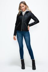 YMI Faux Layered Double - Zipper Jacket with Fuzzy Hood