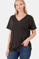 Zenana Full Size V-Neck Short Sleeve T-Shirt - Cute Little Wish