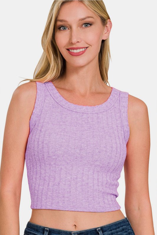 Zenana Ribbed Cropped Tank - Cute Little Wish