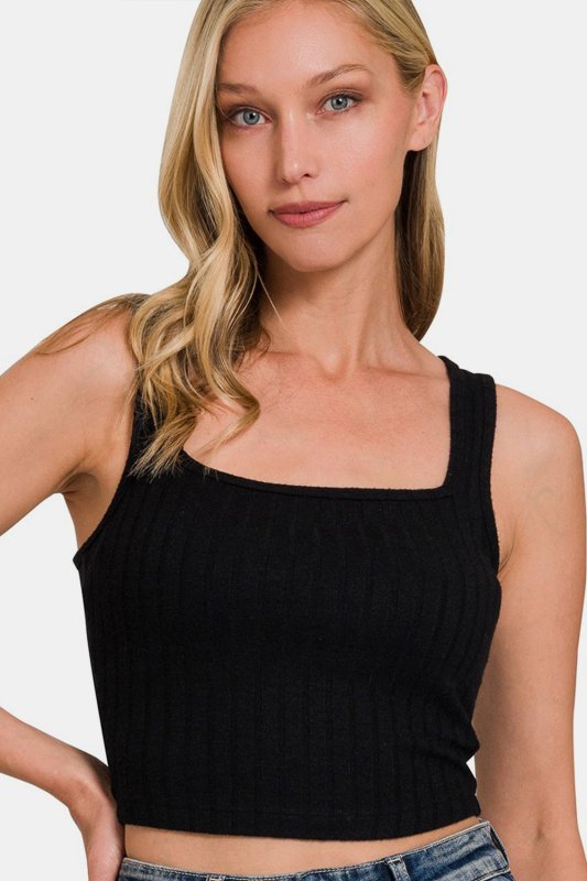 Zenana Ribbed Cropped Tank - Cute Little Wish