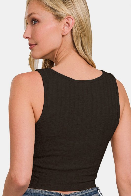 Zenana Ribbed Cropped Tank - Cute Little Wish