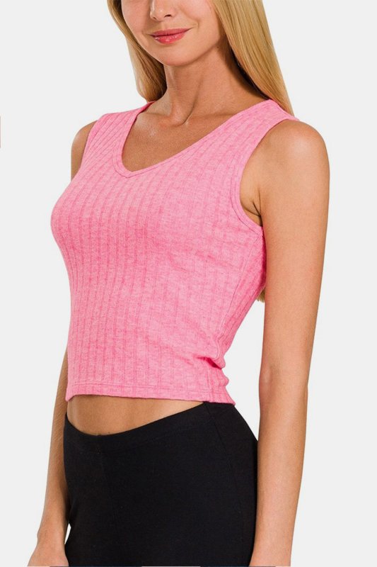 Zenana Ribbed Cropped Tank - Cute Little Wish