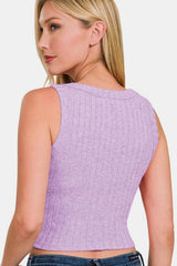 Zenana Ribbed Cropped Tank - Cute Little Wish