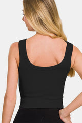 Zenana Ribbed Round Neck Cropped Tank - Cute Little Wish