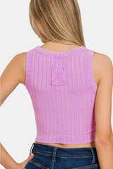 Zenana Ribbed Round Neck Cropped Tank - Cute Little Wish