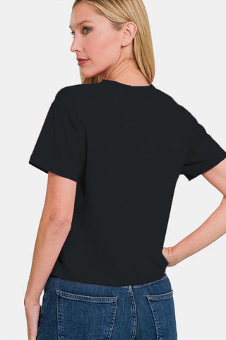 Zenana Round Neck Short Sleeve Cropped T-Shirt - Cute Little Wish