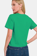 Zenana Round Neck Short Sleeve Cropped T-Shirt - Cute Little Wish