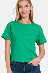 Zenana Round Neck Short Sleeve Cropped T-Shirt - Cute Little Wish