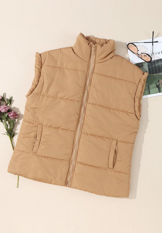 Zip Up Vest Coat with Pockets